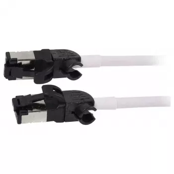 Synergy21 Cabo de Patch RJ45, CAT6A 500MHz, 5m, Branco, S/FTP, Slimline Redondo d=4,5mm, TPE/LSZH (Superflex), AWG28, com Cabo CAT7, Ficha Rotativa