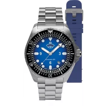 Ruhla 1929 NVA Kommando 4960M-3 SET relógio automático 40 mm mostrador preto pulseira de couro e NATO