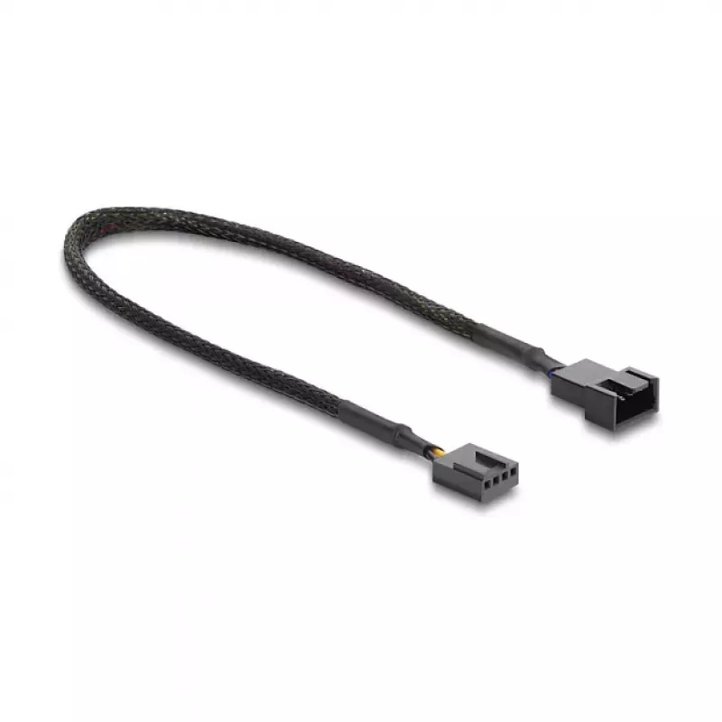 Delock cabo de extensão de ventoinha PWM macho para fêmea 4 pinos com revestimento entrançado 30 cm preto