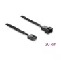 Delock cabo de extensão de ventoinha PWM macho para fêmea 4 pinos com revestimento entrançado 30 cm preto
