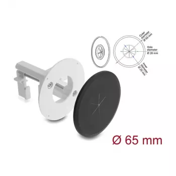 Passa-cabos de silicone Delock redondo Ø 65 mm para montagem na parede / mesa branco / preto