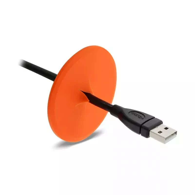 Passa-cabos de silicone Delock redondo Ø 65 mm para montagem na parede / mesa branco / laranja
