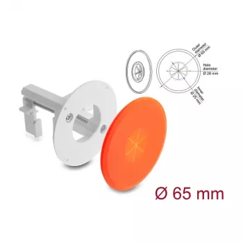 Passa-cabos de silicone Delock redondo Ø 65 mm para montagem na parede / mesa branco / laranja