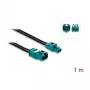 Delock cabo Mini FAKRA Z Dual fêmea para FAKRA Z Dual macho 0,5 m