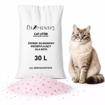 Diamentiq Baby Powder areia de sílica para gatos, não aglomerante, 30 l