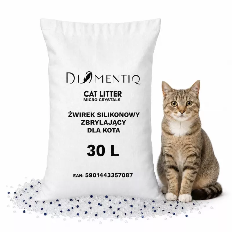 Diamentiq Micro Crystals Areia de silicone para gatos aglomerante, 30 l