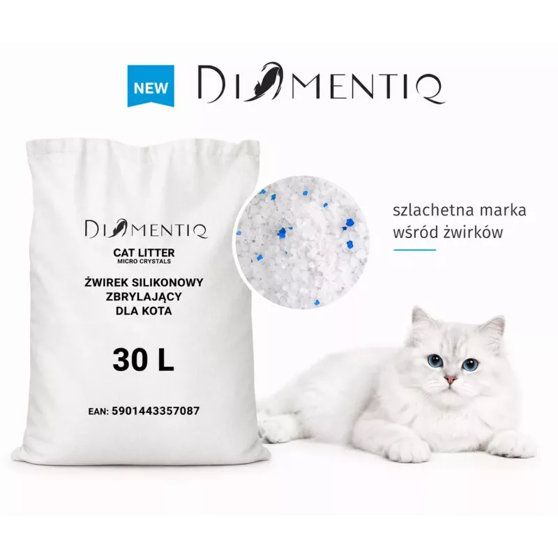 Diamentiq Micro Crystals Areia de silicone para gatos aglomerante, 30 l