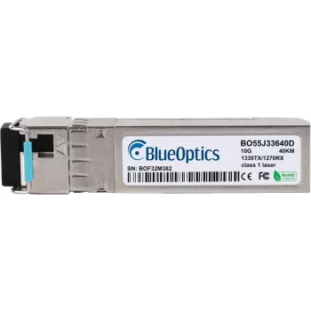 BlueOptics HPE Aruba R9X54A Transceptor SFP+ Bidi Compatível, LC-Simplex, 10GBASE-BX-D, Fibra Monomodo, TX1330nm/RX1270nm, 40km, DDM, 0°C a +70°C (R9X54A-BO)