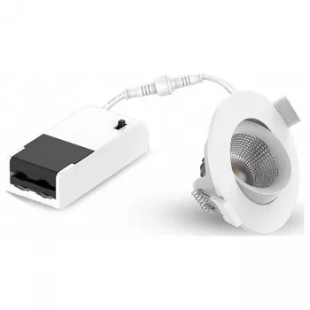 LEUCHTEK GMBH SPR-6W-XWW Foco LED encastrável, IP44, alumínio, orientável, temperatura de cor selecionável