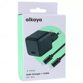 Conjunto de carregador ALKAYA NEXUS Speed Flex tecnologia GaN 20W preto