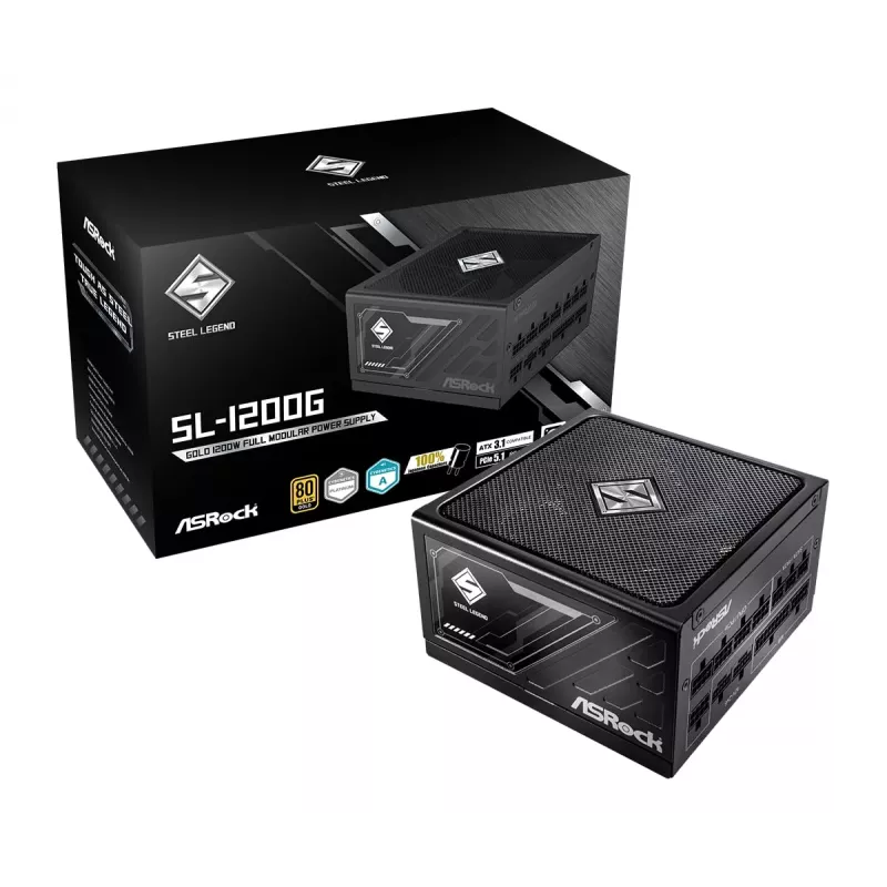 Fonte de alimentação ASRock Steel Legend SL-1200P 1200W ATX 80+ Platinum totalmente modular