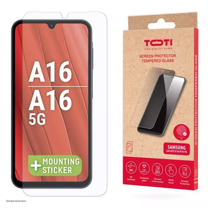 Protetor de ecrã TOTI Tempered Glass 2D para Samsung Galaxy A26/A16/A17, transparente