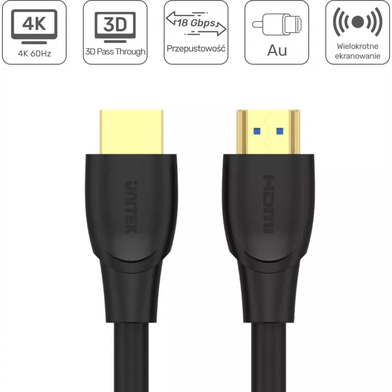 Cabo UNITEK HDMI 2.0 20m 4K 18Gbps preto