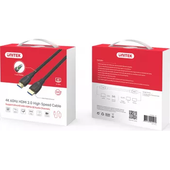 Cabo UNITEK HDMI 2.0 20m 4K 18Gbps preto