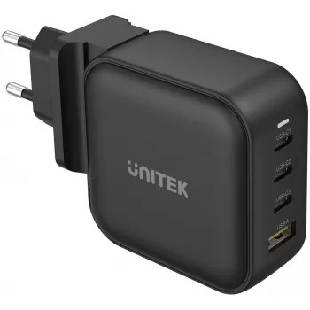 Carregador UNITEK GaN 4 portas 100W PD 3.0 QC 3.0 preto