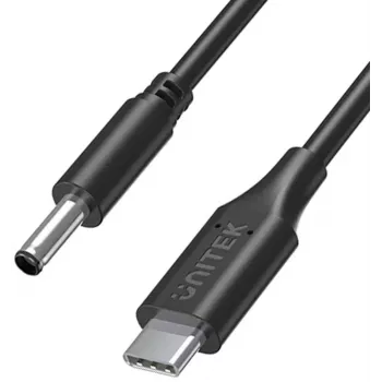 Cabo de alimentação para portátil UNITEK Dell 65W USB-C para DC 4,5mm - 1,8m preto