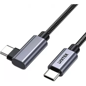 Cabo UNITEK USB-C 90° angular PD 100W 2m preto