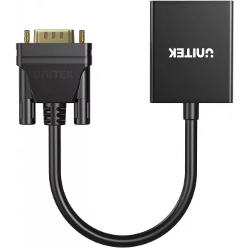 Adaptador UNITEK VGA para HDMI Full HD 1080p preto 15cm