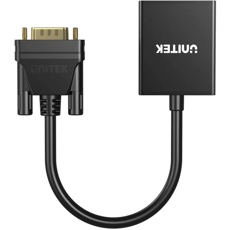 Adaptador UNITEK VGA para HDMI Full HD 1080p preto 15cm