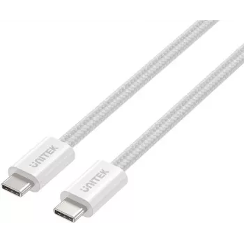 Cabo magnético trançado UNITEK USB-C para USB-C 100W PD 1m branco