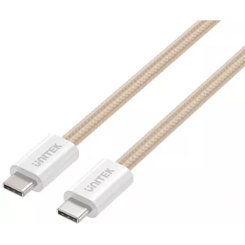 Cabo magnético enrolável trançado UNITEK USB-C para USB-C 100W PD 1m bege