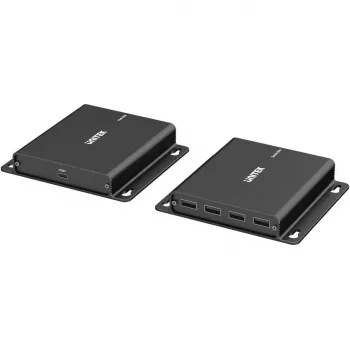Extensor UNITEK USB-C para 4x USB-A via Ethernet, até 150m, 480Mbps, preto