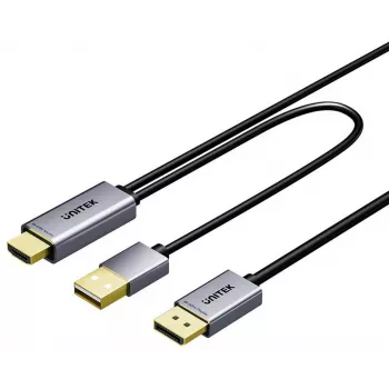UNITEK cabo HDMI para DisplayPort 4K com alimentação USB-A, 1,8 m, preto