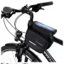 Bolsa universal de quadro de bicicleta Wozinsky ILIKE com suporte para telemóvel impermeável 1,5L preto (WBB26BK)