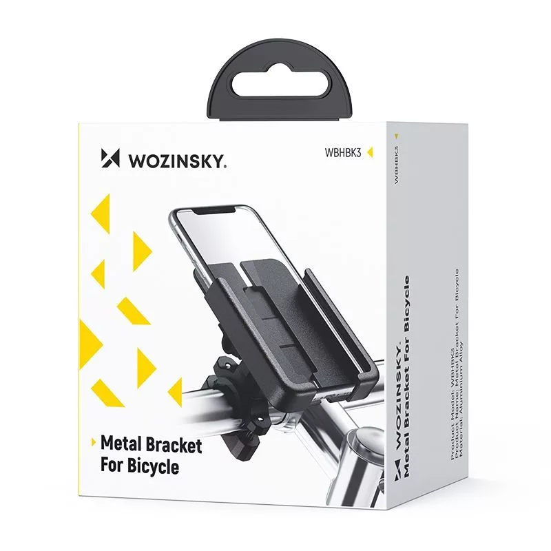 Suporte metálico de telemóvel para bicicleta Wozinsky para trotinete, preto (WBHBK3)