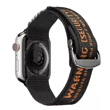 Dux Ducis Strap (Outdoor Version) Bracelete de nylon para Apple Watch Ultra, SE, Series 9, 8, 7, 6, 5, 4, 3, 2, 1 (49, 45, 44, 42 mm) Preto Laranja
