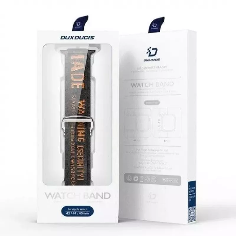 Dux Ducis Strap (Outdoor Version) Bracelete de nylon para Apple Watch Ultra, SE, Series 9, 8, 7, 6, 5, 4, 3, 2, 1 (49, 45, 44, 42 mm) Preto Laranja