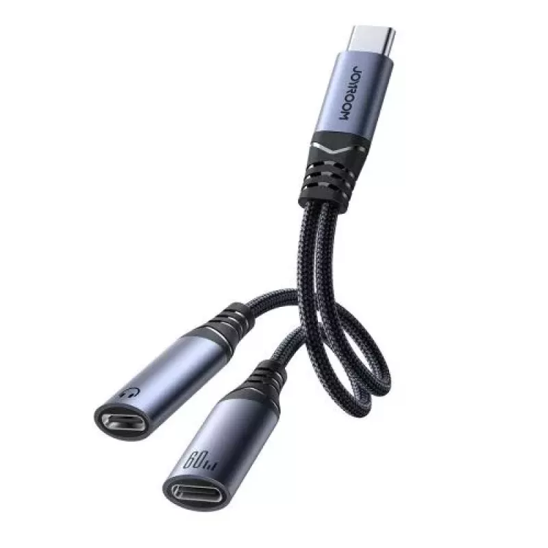 Adaptador DAC 2em1 Joyroom SY-C03 USB-C para 2x USB-C - preto