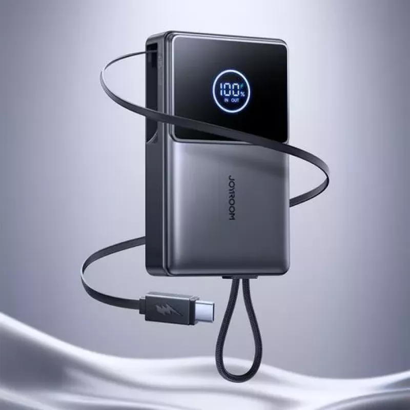 Powerbank Joyroom JR-PR1 10000mAh 22,5W com cabo USB-C retrátil integrado preto