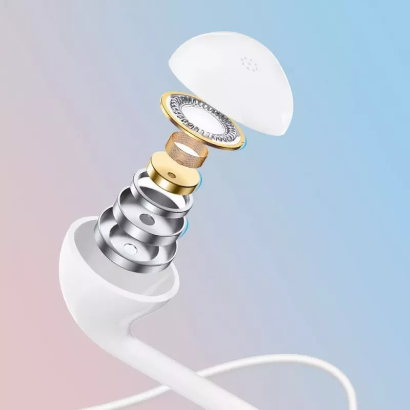 Auscultadores com fios in-ear Dudao X10S com microfone, jack 3,5 mm, cabo de 1,2 m, branco