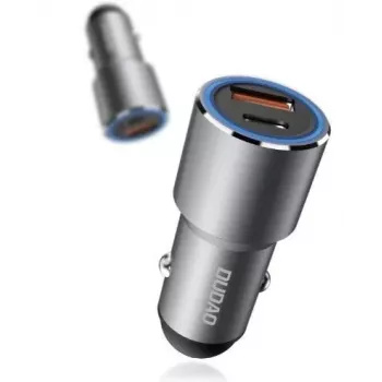 Dudao R4PQ Carregador de automóvel 22,5W 1xUSB-C + 1xUSB-A Cinzento