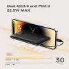 Powerbank VEGER C11 (W1170) PD QC3.0 22,5 W 10000 mAh com cabos USB-C e Lightning integrados, preto