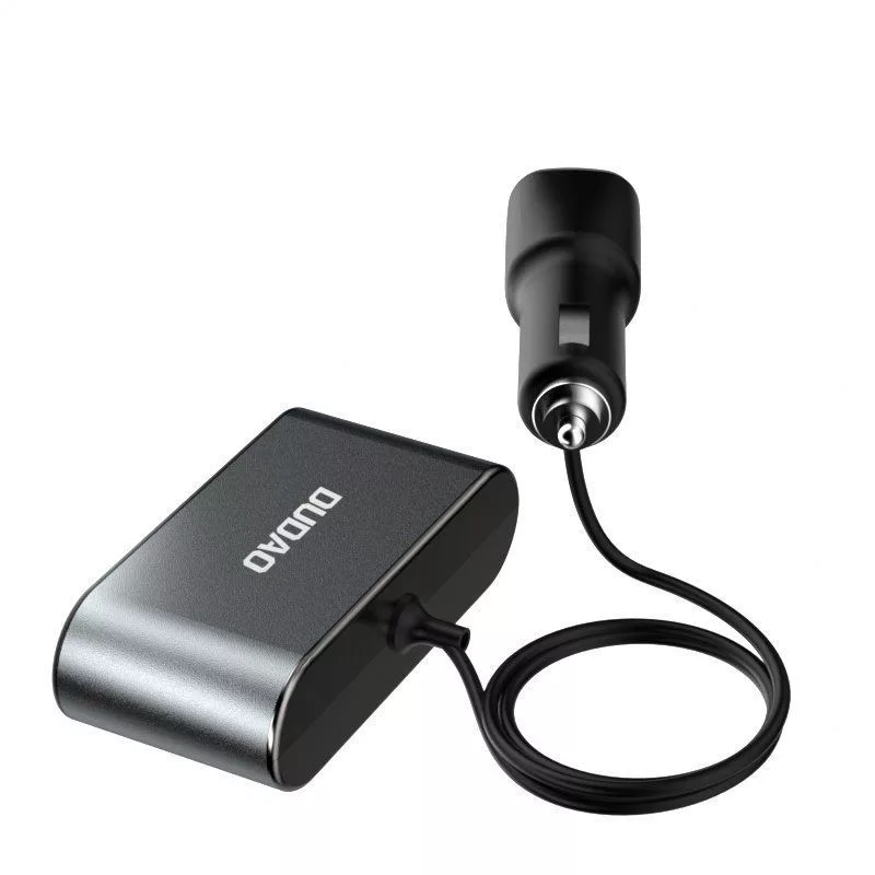 Carregador de carro Dudao 2x USB / 3x adaptador para isqueiro preto (R1Pro black)