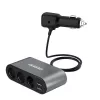 Carregador de carro Dudao 2x USB / 3x adaptador para isqueiro preto (R1Pro black)