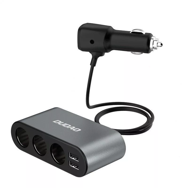 Carregador de carro Dudao 2x USB / 3x adaptador para isqueiro preto (R1Pro black)