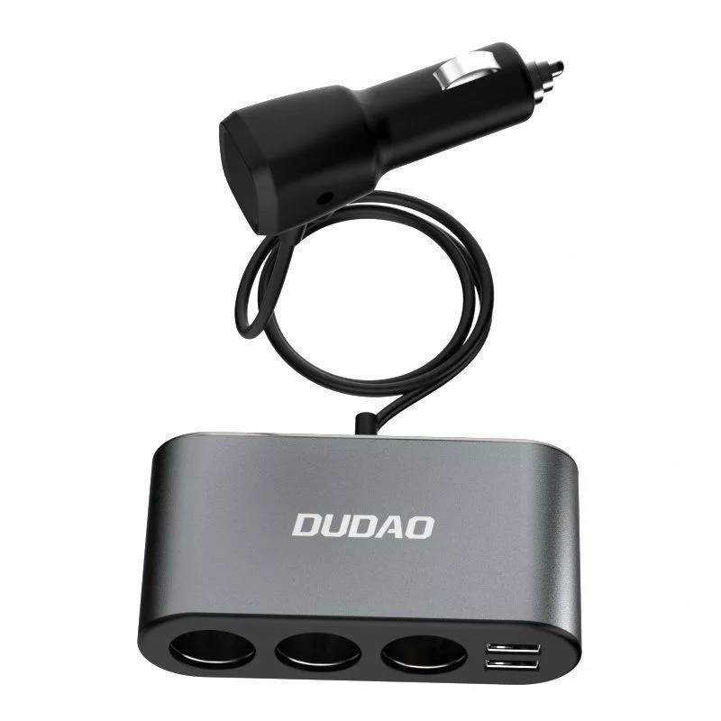 Carregador de carro Dudao 2x USB / 3x adaptador para isqueiro preto (R1Pro black)