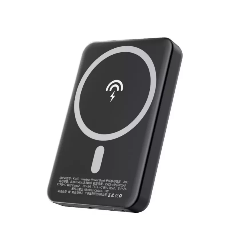 Dudao K14S Power Bank sem fios 5000mAh 10W Preto
