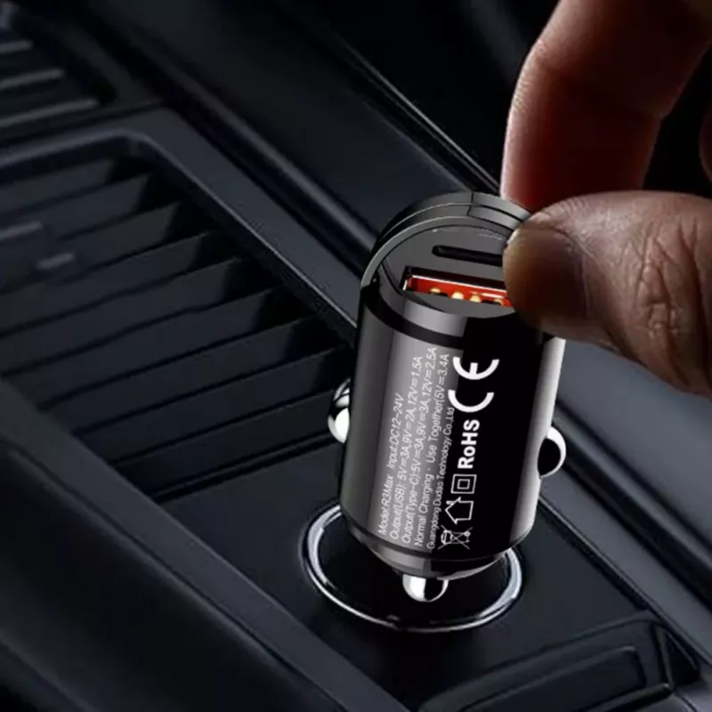 Dudao R3MAX 48W QC PD Mini Carregador de automóvel - Preto