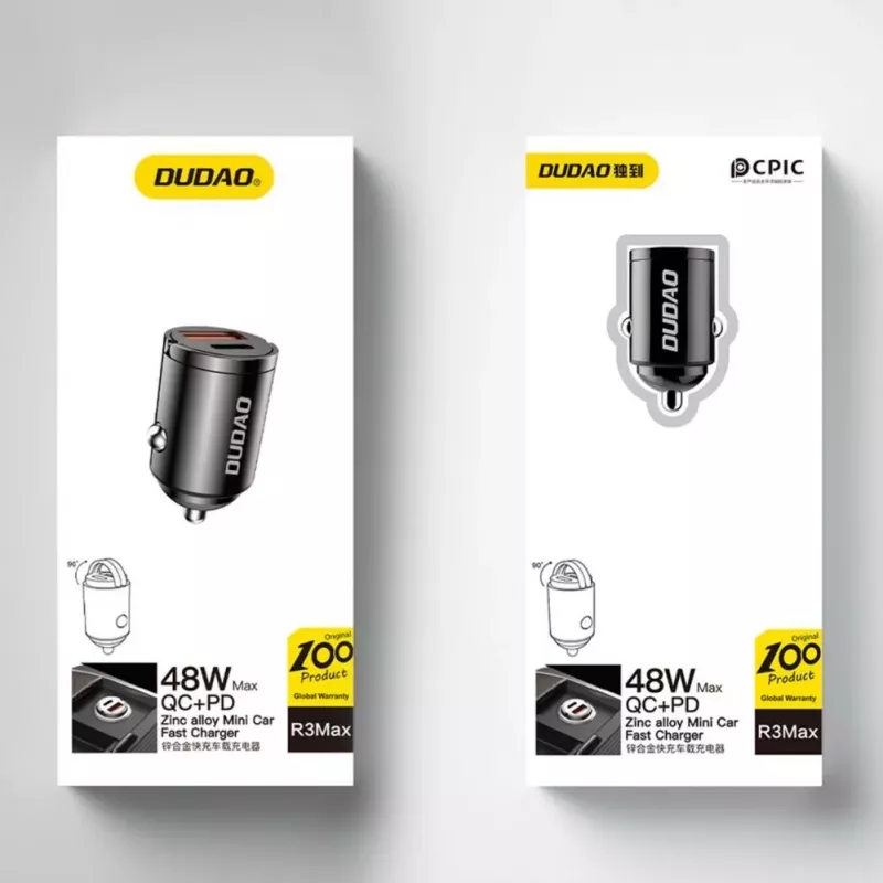 Dudao R3MAX 48W QC PD Mini Carregador de automóvel - Preto