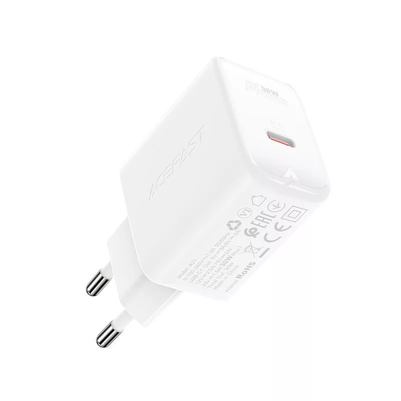 ACEFAST Carregador GaN USB-C 30W PD QC 3.0 AFC FCP Branco (A21)