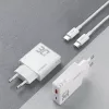 Dudao A30EU Carregador de parede GaN 30W USB-C USB-A com cabo USB-C para USB-C 1m Branco