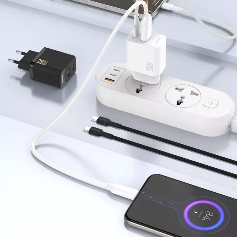 Dudao A26T Carregador GaN 25W USB-A, USB-C - Preto