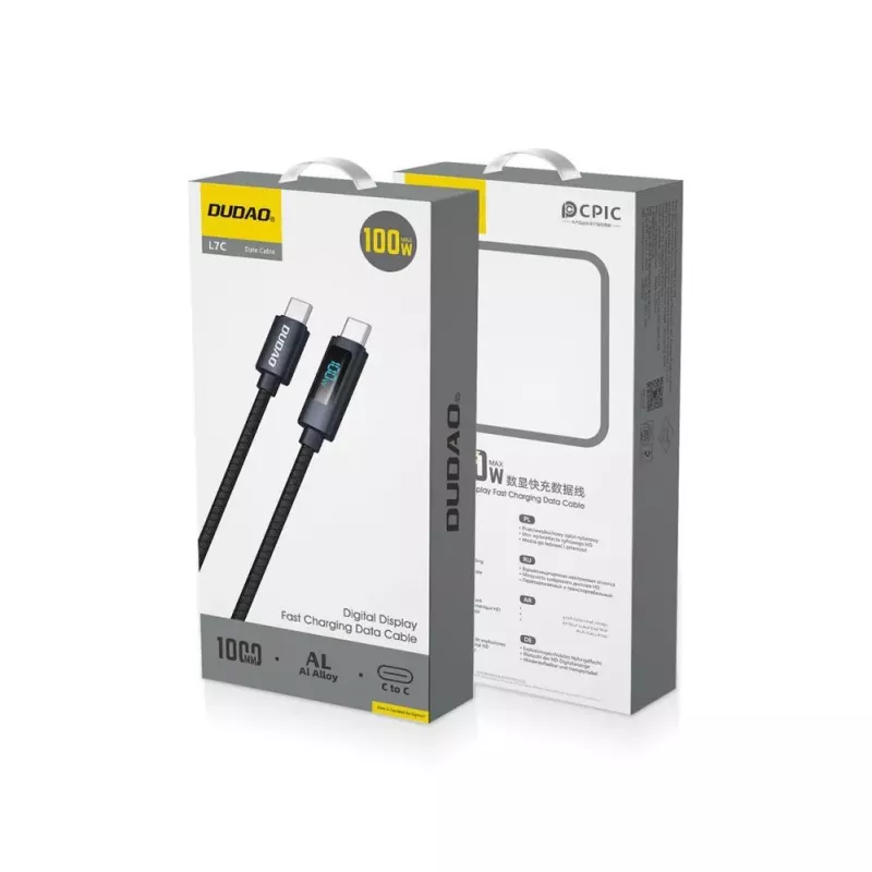 Dudao L7C Cabo USB-C para USB-C 100W com indicador LED 1m - Preto