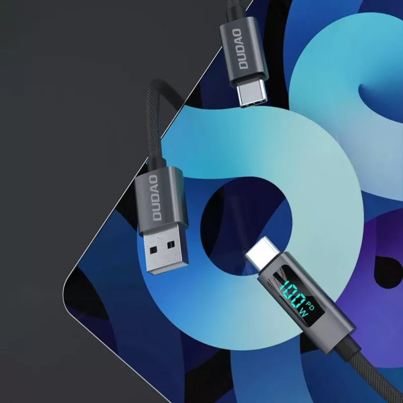 Dudao L7C Cabo USB-C para USB-C 100W com indicador LED 1m - Preto