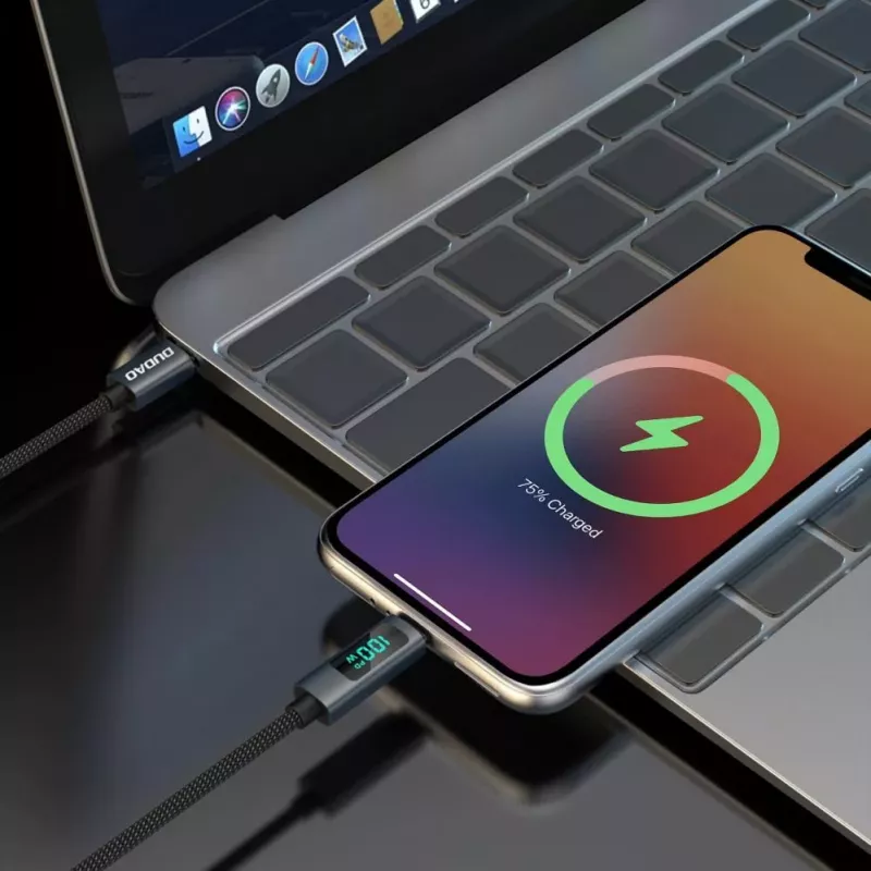 Dudao L7C Cabo USB-C para USB-C 100W com indicador LED 1m - Preto