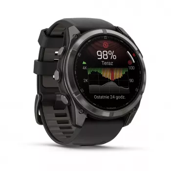 Garmin fenix 8 Pro 51 mm MicroLED Sapphire Carbon Grey DLC Titanium com bracelete de silicone preta/pebble grey